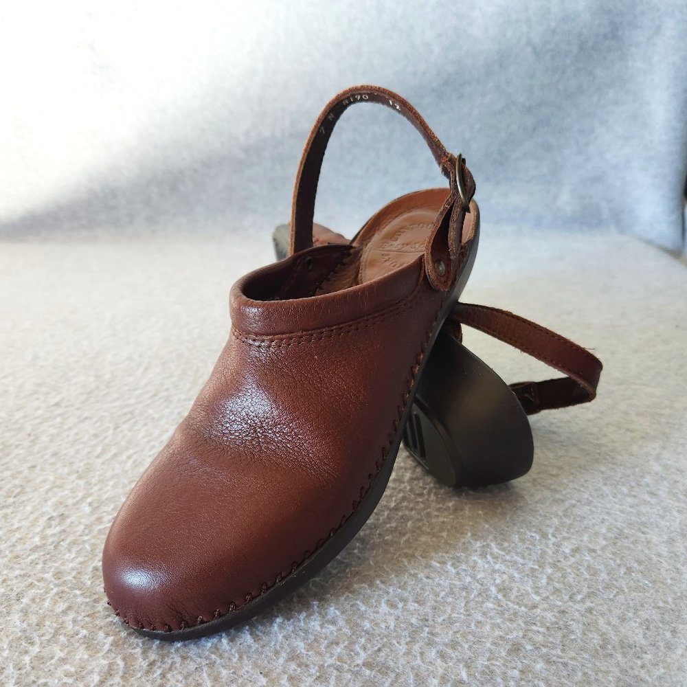 EUC Easy Spirit Contoured Leather Mule Adjustable Sling-Back Brown